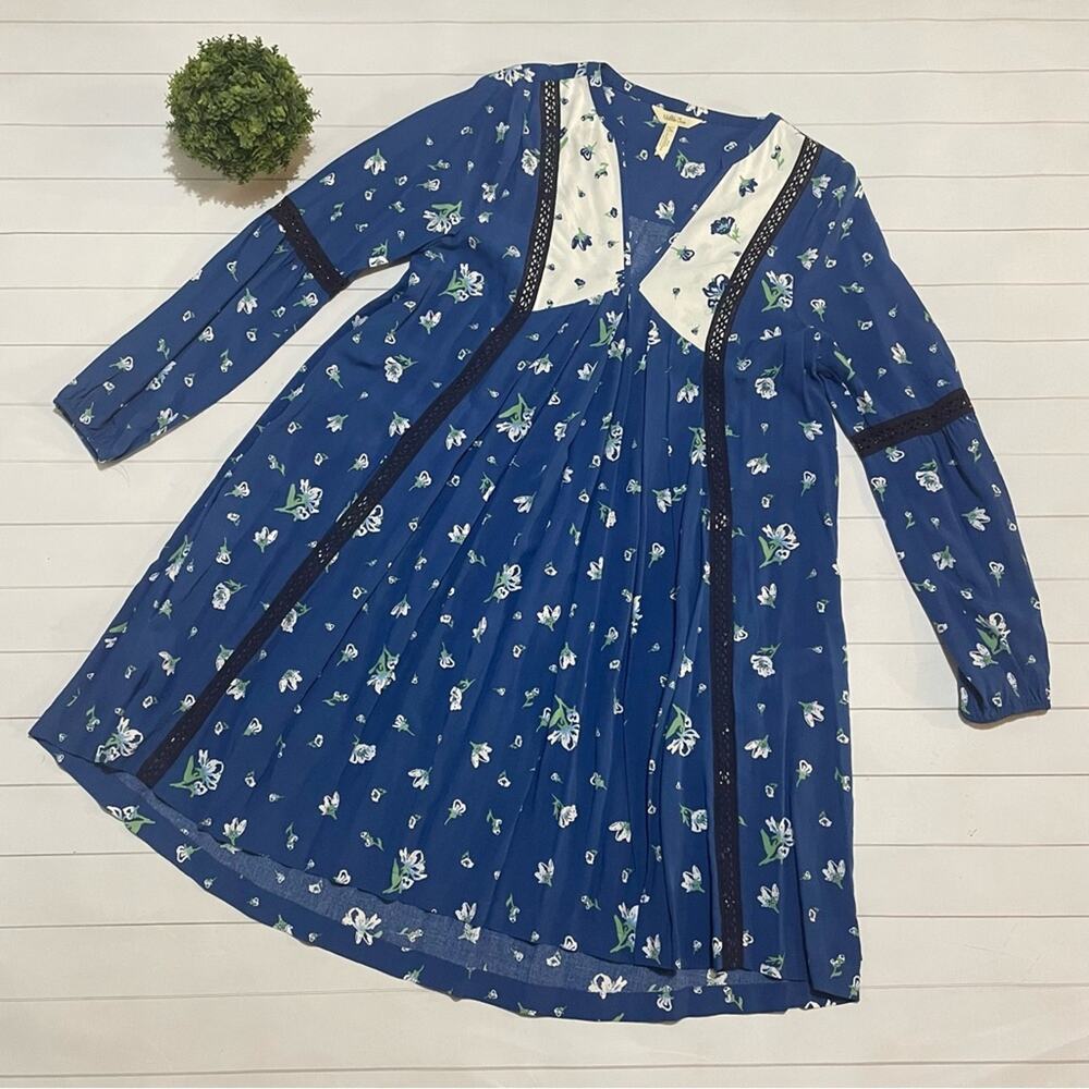 Matilda Jane Blue Floral Crochet Lace Boho Tunic Dress Women’s‎ Small